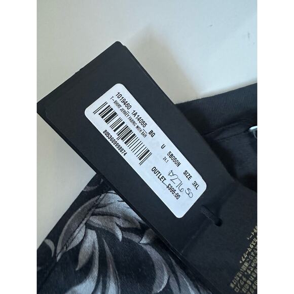 Versace Leafy Baroque Cotton Jersey T-Shirt Black/Gray 3XL 1019460 NWT $625 - Picture 12 of 14